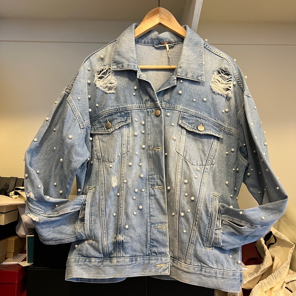 Free People Pearl Jeans Jacket